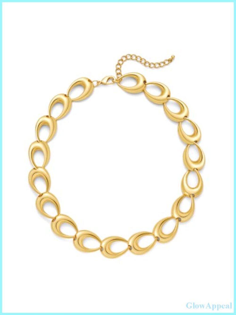 Gold Brass Chunky Choker Necklace Bold Teardrop Statement for Women